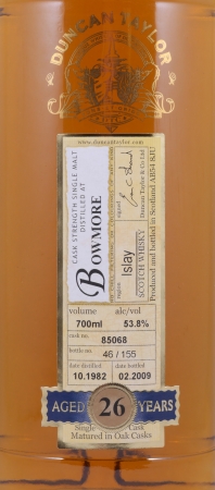 Bowmore 1982 26 Years Oak Cask No. 85068 Duncan Taylor Cask Strength Rare Auld Edition Islay Single Malt Scotch Whisky 53,8%