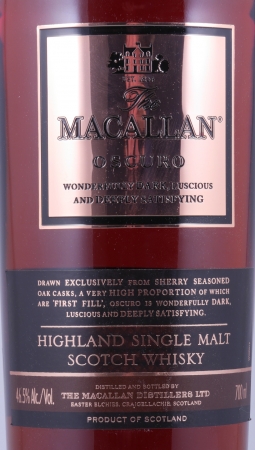 Macallan Oscuro Release 2010 The 1824 Collection Sherry Oak Casks Highland Single Malt Scotch Whisky 46,5%