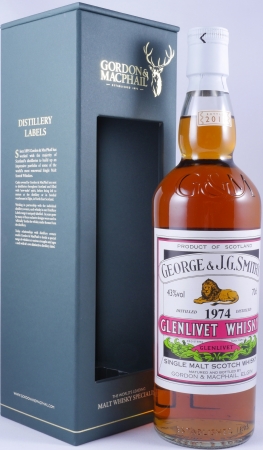 Glenlivet 1974 36 Years Refill Sherry and Bourbon Casks Gordon and MacPhail J.G. Smiths Label Speyside Single Malt Scotch Whisky 43.0%