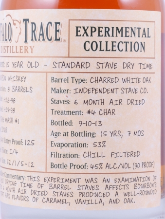 Buffalo Trace 1998 15 Years Standard Stave Dry Time 14. Release Experimental Collection 2014 Bourbon Whiskey 45,0%