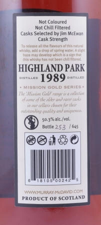 Highland Park 1989 21 Years Bourbon/Banyuls Wine Cask Murray McDavid Mission Gold Orkney Islands Single Malt Scotch Whisky 50,3%