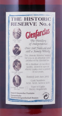 Glenfarclas 1959 42 Years Sherry Hogsheads Casks Nos. 3232-3235 The Historic Reserve No. 4 Highland Single Malt Scotch Whisky 46.0%