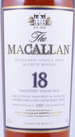 Macallan 1997 18 Years Sherry Oak Highland Single Malt Scotch Whisky 43,0%