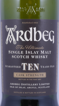 Ardbeg Ten 10 Years Special Japan Release 2003 Cask Strength Limited Edition Islay Single Malt Scotch Whisky 57,8%