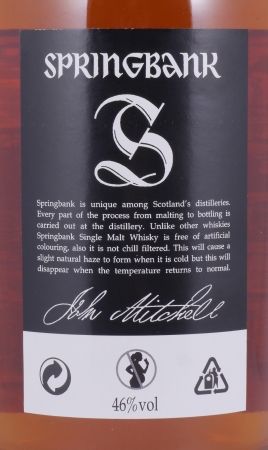 Springbank 15 Years Release 2016 Campbeltown Single Malt Scotch Whisky 46,0%