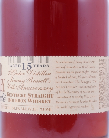 Wild Turkey Tribute 15 Years Jimmy Russells 50th Anniversary Limited Edition Kentucky Straight Bourbon Whiskey 50,5%