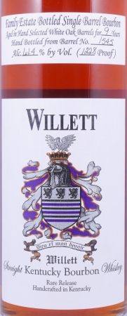 Willett Vintage 2001 9 Years Single Barrel No. 1545 Purple Wax Sealed Family Estate Rare Release Kentucky Straight Bourbon Whiskey 61.4%