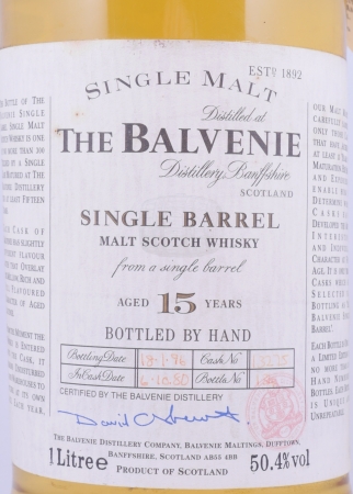 Balvenie 1980 15 Years Single Barrel Oak Cask No. 13275 Highland Single Malt Scotch Whisky 50.4% 1.0 Litre