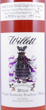 Willett 10 Years Single Barrel No. 7165 Family Estate Rare Release Kentucky Straight Bourbon Whiskey 60,55%