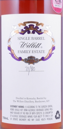 Willett 10 Years Single Barrel No. 7165 Family Estate Rare Release Kentucky Straight Bourbon Whiskey 60,55%