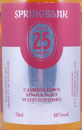 Springbank 25 Years Limited Edition Release 2016 Campbeltown Single Malt Scotch Whisky 46.0%