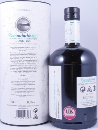 Bunnahabhain 2000 16 Years Amontillado Sherry Cask Feis Ile 2016 Limited Edition Islay Single Malt Scotch Whisky 54.1%