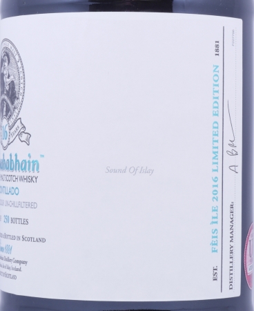 Bunnahabhain 2000 16 Years Amontillado Sherry Cask Feis Ile 2016 Limited Edition Islay Single Malt Scotch Whisky 54.1%