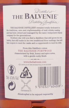 Balvenie 21 Years Port Wood Non-Chill Filtered Limited Release Highland Single Malt Scotch Whisky 47.6%