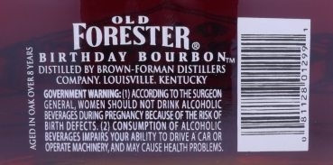 Old Forester Spring 1993 Over 8 Years Old Bottled 2005 Birthday Edition 5th Release Kentucky Straight Bourbon Whiskey 48,0% Vol.