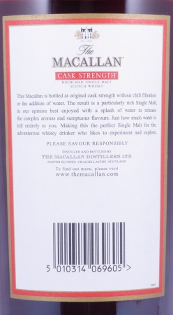 Macallan 10 Years Cask Strength Sherry Oak Highland Single Malt Scotch Whisky 58.1% 1.0L