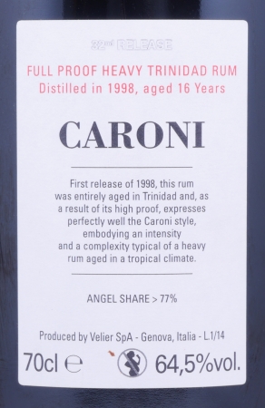 Velier Caroni 1998-2014 16 Years 32th Release Full Proof Heavy Trinidad Rum 64,5%