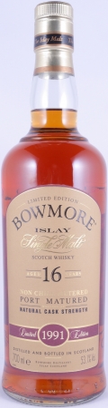 Bowmore 1991 16 Years Port Cask Limited Edition Bottling Islay Single Malt Scotch Whisky Cask Strength 53,1%