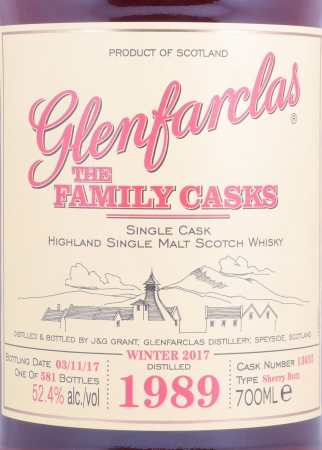 Glenfarclas 1989 27 Years The Family Casks First Fill Sherry Butt Cask No. 13055 Highland Single Malt Scotch Whisky 52,4%