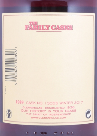 Glenfarclas 1989 27 Years The Family Casks First Fill Sherry Butt Cask No. 13055 Highland Single Malt Scotch Whisky 52,4%