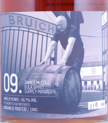 Bruichladdich 1992 22 Years Pedro Ximénez Sherry Cask No. 11 R10/130 The Laddie Crew Valinch No. 09 James McColl Islay Single Malt Scotch Whisky 50.7%