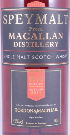 Macallan Speymalt 1970 41 Years First Fill Sherry Cask Gordon und MacPhail Highland Single Malt Scotch Whisky 43,0%