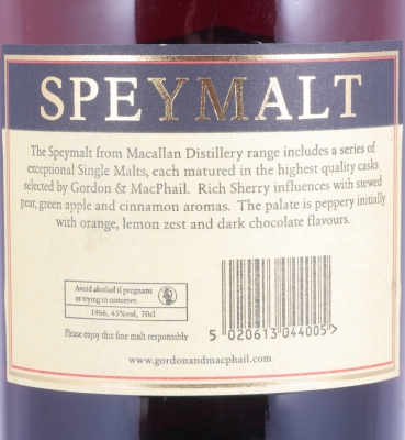 Macallan Speymalt 1966 48 Years First Fill Sherry Butt Gordon und MacPhail Highland Single Malt Scotch Whisky 43,0%