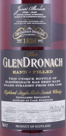 Glendronach 1993 25 Years Sherry Butt Cask No. 400 Distillery Managers Exclusive Hand-Filled Highland Single Malt Scotch Whisky 53.6%