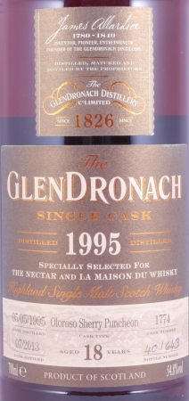 Glendronach 1995 18 Years Oloroso Sherry Puncheon Cask No. 1774 Highland Single Malt Scotch Whisky 54,8%