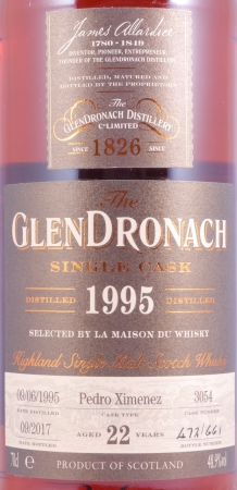 Glendronach 1995 22 Years Pedro Ximenez Sherry Puncheon Cask No. 3054 Highland Single Malt Scotch Whisky Cask Strength 48,9%
