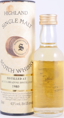 Allt-A-Bhainne 1980 18 Years Oak Cask No. 19000 Miniature Signatory Vintage Speyside Single Malt Scotch Whisky 43.0%