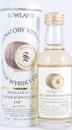 Bladnoch 1987 11 Years Oak Cask No. 40018 Miniatur Lowland Single Malt Scotch Whisky Signatory Vintage 43,0%