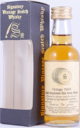 Springbank 1969 26 Years Sherry Cask Miniature Campbeltown Single Malt Scotch Whisky Signatory Vintage 51.7%