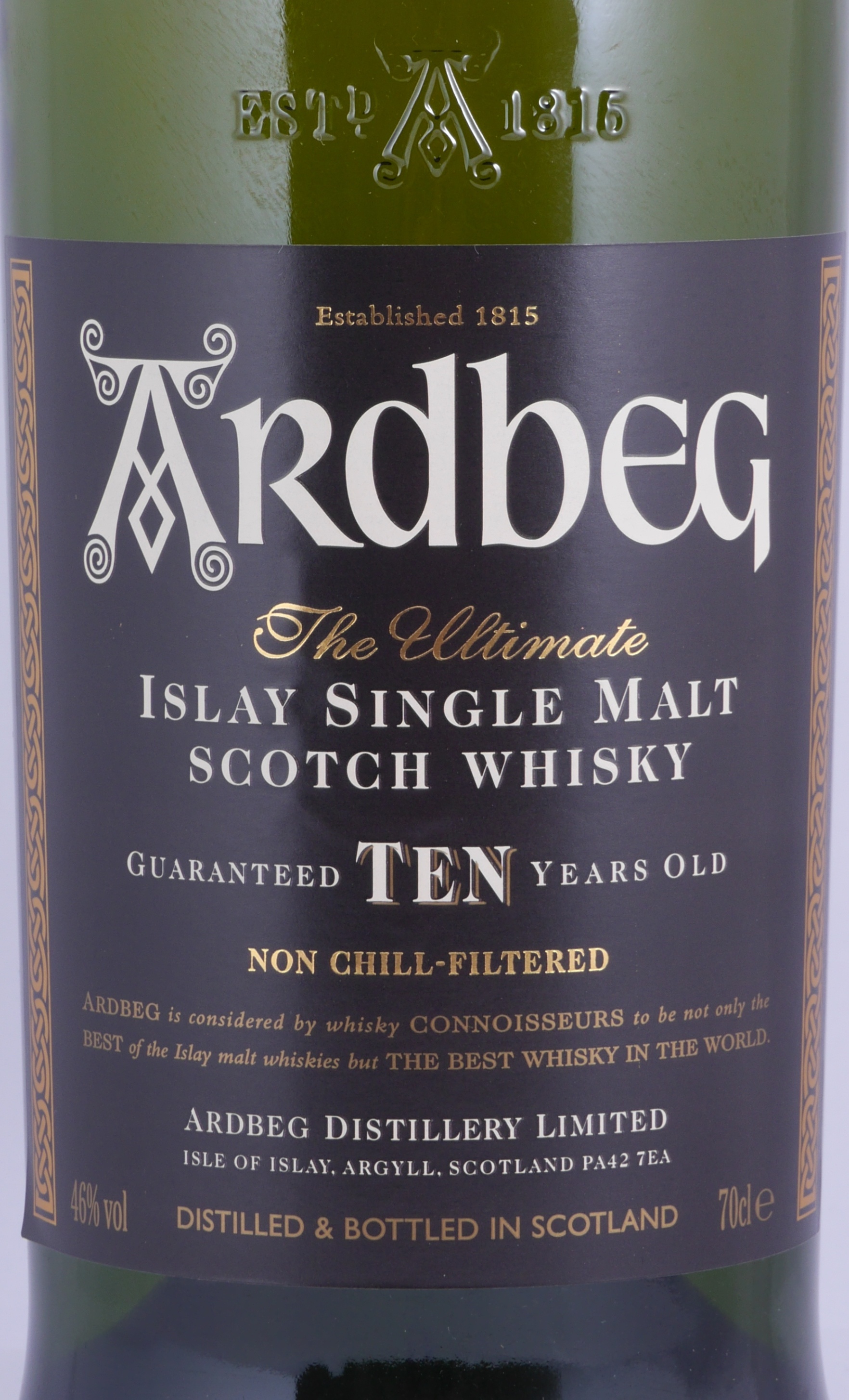 Ardbeg Ten 10 Y.O. Single Malt Whisky 46° 70cl