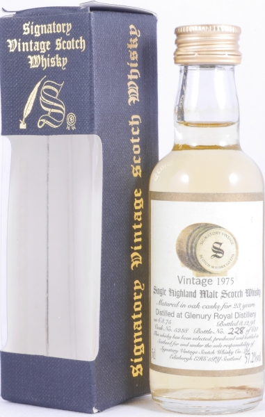 Glenury Royal 1975 23 Years Oak Cask No. 5238 Miniatur Highland Single Malt Scotch Whisky Signatory Vintage 57,2%