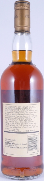 Macallan 12 Years Sherry Wood Highland Single Malt Scotch Whisky 43,0% old Bottling für JUMAC GmbH Bonn