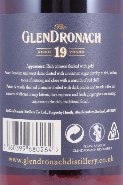 Glendronach 1995 19 Years Pedro Ximenez Sherry Cask Highland Single Malt Scotch Whisky Cask Strength 55,8%