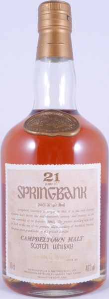 Springbank 21 Years Hedley G Wright Round Dumpy Bottle Campbeltown Single Malt Scotch Whisky 46,0%