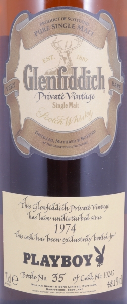 Glenfiddich 1974 31 Years Oak Cask No. 10245 Playboy Selection Speyside Single Malt Scotch Whisky Cask Strength 48.1%