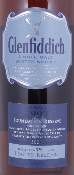 Glenfiddich 1993 17 Years Oak Cask No. 29670 Foundation Reserve Benevolent Charity Speyside Single Malt Scotch Whisky 50.8%