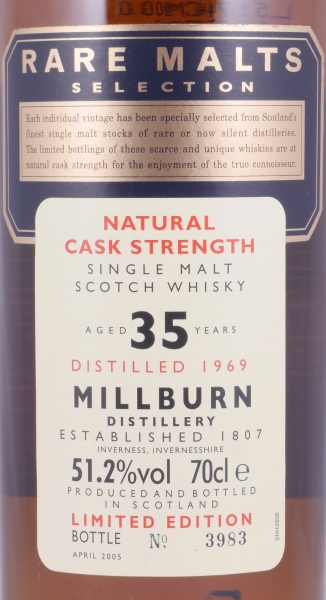 Millburn 1969 35 Years Diageo Rare Malts Selection Limited Edition Highland Single Malt Scotch Whisky Cask Strength 51,2%