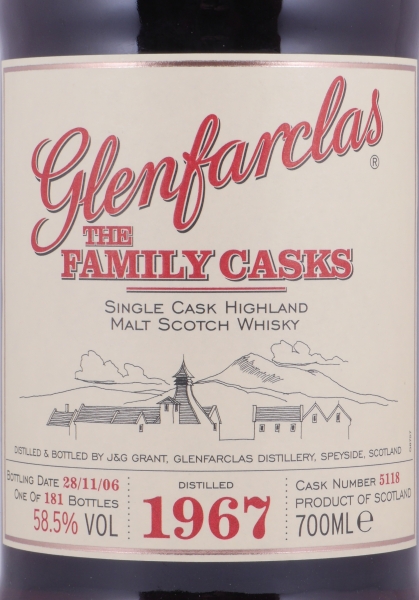 Glenfarclas 1967 39 Years The Family Casks 1st Fill Sherry Hogshead Cask No. 5118 Highland Single Malt Scotch Whisky 58.5%