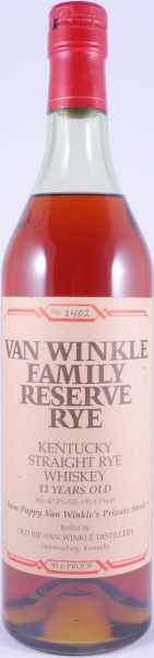 Van Winkle Family Reserve 13 Years No. 2402 Pappy van Winkles Private Stock Stitzel-Weller Lawrenceburg Kentucky Straight Rye Whiskey 47.8%