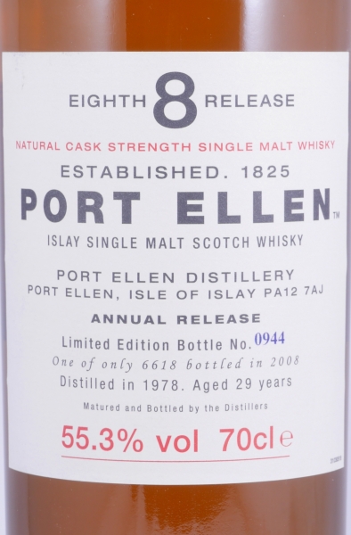 Port Ellen 1978 29 Years 8th Annual Release Limited Edition Islay Single Malt Scotch Whisky Natural Cask Strength 55.3%