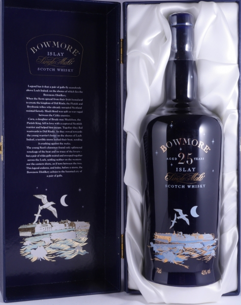 Bowmore 25 Years Moonlight Blue Buchan Ceramic Bottle Seagull Label Islay Single Malt Scotch Whisky 43,0%