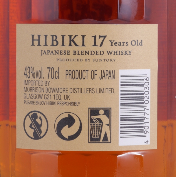 Suntory Hibiki 17 Years Japan Premium Blended Whisky 43,0% alte Abfüllung