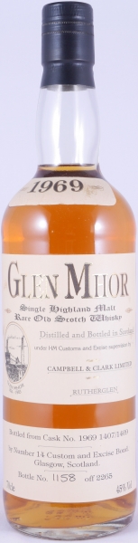 Glen Mhor 1969 25 Years Oak Cask No. 1969 1407/1409 Campbell & Clark Limited Release Rare Old Highland Single Malt Scotch Whisky 45.0%