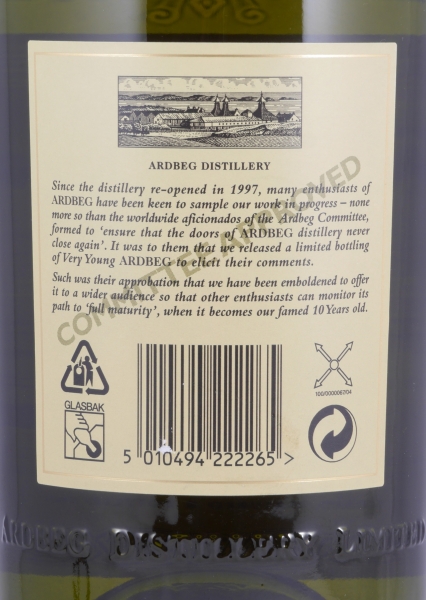 Ardbeg 1998 Very Young Committee Approved Limited Edition Islay Single Malt Scotch Whisky Cask Strength 58,3%