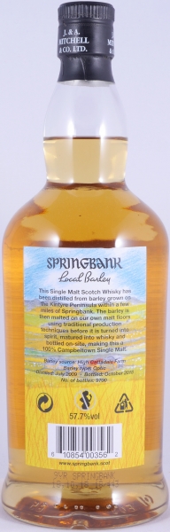 Springbank 2009 9 Years Local Barley Release 2018 Bourbon and Sherry Casks Campbeltown Single Malt Scotch Whisky Cask Strength 57.7%