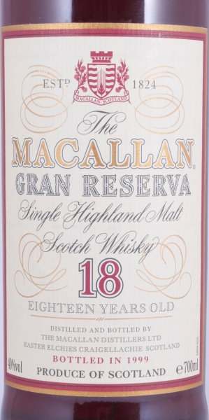 Macallan Gran Reserva 1980 18 Years Sherry Wood Highland Single Malt Scotch Whisky No Box 40,0%